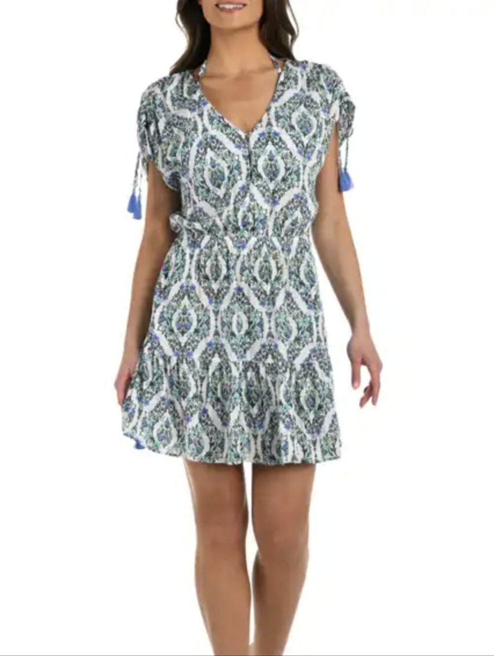 La Blanca Resort Large Swimsuit Cover Up Dress V-Neck Sleeveless New W Repair